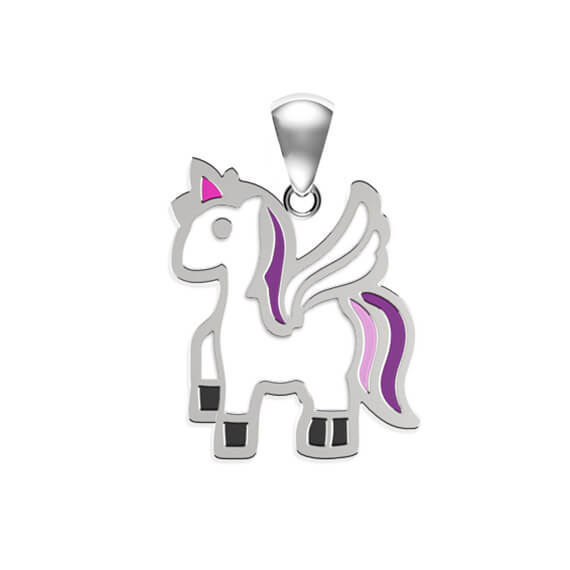 Colgante plata unicornio esmaltado